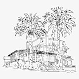 "Custom Hand Drawn Venue Illustration Line Art" - Commissioned Design Element in black by Cotton and Bow