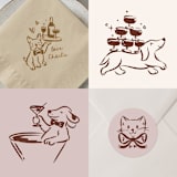 "Custom Party Pet Sketch | Signature Drink, Reception Icon" - Commissioned Design Element in multicolorassorted-colors by Sam Dubeau