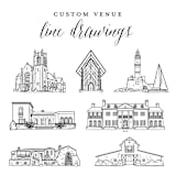 "Custom Line Drawing Venue" - Commissioned Design Element in multicolorassorted-colors by Pink House Press