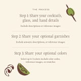 "Custom Cocktail in Hand Sketch | Signature Drink, Reception Icon Set" - Commissioned Design Element in multicolor by Sam Dubeau