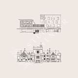 "Custom Line Drawing Venue Illustration" - Commissioned Design Element in multicolorassorted-colors by Studio Lavender