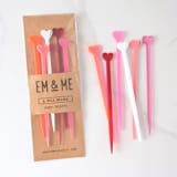 "Baby Heart Stir Sticks, Set of 6" - Stir Sticks in multicolor by Em and Me Studio