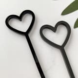 "Heart Stir Sticks - Black (Set of 25)" - Stir Sticks in brown by Atomic Kraftworks