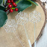 "Personalized Snowflake Silver Mirror Drink Stirrers, Custom Initials | Set of 10" - Stir Sticks in clear by Self Stationery