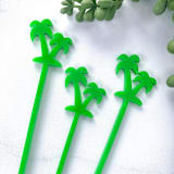 "Palm Tree Stir Sticks - Lime Green (Set of 25)" - Stir Sticks in white by Atomic Kraftworks