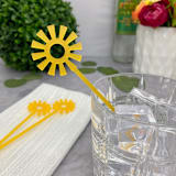 "Mid Mod Sun Stir Sticks - Frosted Daffodil (Set of 25)" - Stir Sticks in black by Atomic Kraftworks