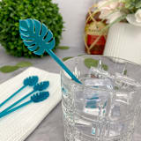 "Monstera Stir Sticks - Frosted Teal (Set of 25)" - Stir Sticks in black by Atomic Kraftworks