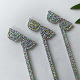 "Sunglasses Stir Sticks - White Glitter (Set of 25)" - Stir Sticks in green by Atomic Kraftworks