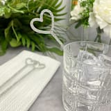 "Heart Stir Sticks - White Glitter (Set of 25)" - Stir Sticks in natural by Atomic Kraftworks
