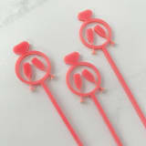 "Diamond Ring Stir Sticks - Pink (Set of 25)" - Stir Sticks in multicolor by Atomic Kraftworks