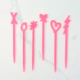 "Hand Drawn Love Stir Sticks, Fluorescent Pink, Set of 6" - Stir Sticks in pink by Em and Me Studio