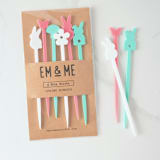 "Spring Bunnies Stir Sticks, Set of 6" - Stir Sticks in multicolor by Em and Me Studio