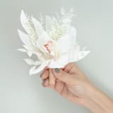 "White Orchid Boutonniere" - Boutonnieres in gold by Bird of Paradise OS