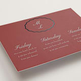 "Scallop Frame" - Wedding Weekend Itinerary Cards in Burgundy by Baumbirdy - Detail