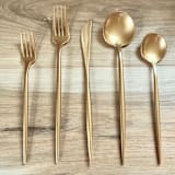 "Ultra Mod Cutlery Suite | Golden Pearl" - Flatware in white by Prêt-à-PartyNY