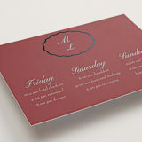 "Scallop Frame" - Wedding Weekend Itinerary Cards in Burgundy by Baumbirdy - Detail