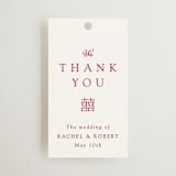 "Double Peony" - Wedding Favor Tags in Ruby by Janean Hinger - Front