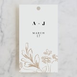 "Sketched Flora" - Wedding Favor Tags in Cream by Paper Raven Co. - Front