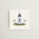 "East Coast Lighthouse" - Wedding Favor Tags in Snow by Becky Nimoy - Front