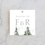 "On the Slopes" - Wedding Favor Tags in Fog by Mere Paper - Front