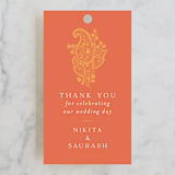 "Heritage Paisley" - Wedding Favor Tags in Tangerine by Kanika Mathur - Front