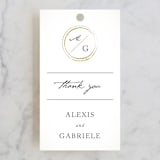 "Monogram Circle Stamp" - Wedding Favor Tags in Antique White by fatfatin - Front