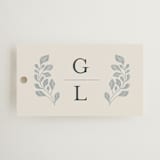 "Embroidered" - Wedding Favor Tags in Dusty Blue by Jen Owens - Front