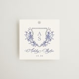 "watercolor flowers crest" - Wedding Favor Tags in Dusty Blue by Cass Loh - Front
