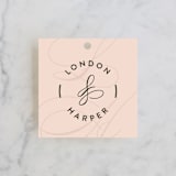 "Twirl Monogram B" - Wedding Favor Tags in Blush by Ariel Rutland - Front
