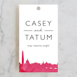 "Skyline - Washington DC" - Wedding Favor Tags in Magenta by Laura Condouris - Front