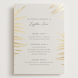 "Gilded Palm" - Wedding Weekend Itinerary Cards in Sand by Melinda Denison - Front