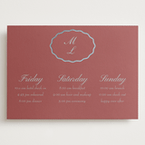 "Scallop Frame" - Wedding Weekend Itinerary Cards in Burgundy by Baumbirdy - Front