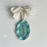 "Floral Ruffle Oval Wall Hanging" - Wall Hanging in green by Quiet Clementine