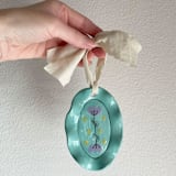 "Floral Ruffle Oval Wall Hanging" - Wall Hanging in green by Quiet Clementine