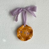"Floral Ruffle Round Wall Hanging" - Wall Hanging in brown by Quiet Clementine