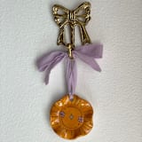 "Floral Ruffle Round Wall Hanging" - Wall Hanging in brown by Quiet Clementine