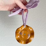 "Floral Ruffle Round Wall Hanging" - Wall Hanging in brown by Quiet Clementine
