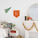 "Camp Explorer Happy Trails Canvas Pennant - Set of 1" - Wall Hanging in green by Jollity and Co