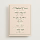 "Scripted" - Wedding Weekend Itinerary Cards in Emerald by Creo Study - Front