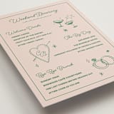 "Crazy Little Thing Called Love" - Wedding Weekend Itinerary Cards in Avocado by Helena Vitto - Detail