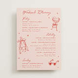 "Cheers to Love" - Wedding Weekend Itinerary Cards in Scarlet by Cass Loh - Front