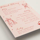"Cheers to Love" - Wedding Weekend Itinerary Cards in Scarlet by Cass Loh - Detail