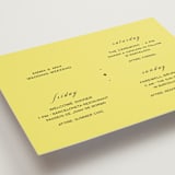 "In Lights" - Wedding Weekend Itinerary Cards in Lemon by Ani Somi - Detail
