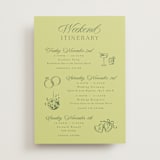 "Carlyle" - Wedding Weekend Itinerary Cards in Chartreuse by Everett Paper Goods - Front