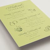 "Carlyle" - Wedding Weekend Itinerary Cards in Chartreuse by Everett Paper Goods - Detail