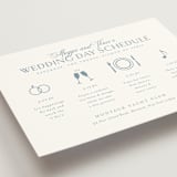 "Coastal Charm" - Wedding Weekend Itinerary Cards in Dusty Blue by Jennifer Postorino - Detail