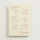 "Elizabeth" - Wedding Weekend Itinerary Cards in Burgundy by Helena Vitto - Front