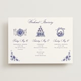 "Blooming Crest" - Wedding Weekend Itinerary Cards in Plum by Cass Loh - Front