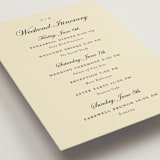 "Everlasting" - Wedding Weekend Itinerary Cards in Ecru by Jennifer Lew - Detail