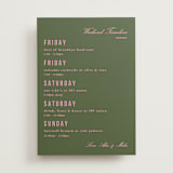 "Bowery" - Wedding Weekend Itinerary Cards in Olive by Kristie Kern - Front